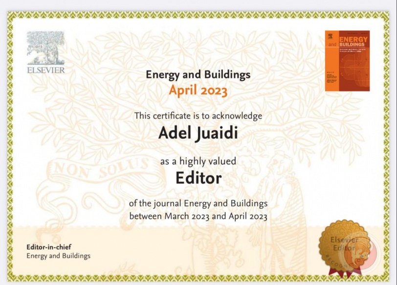 أول باحث من جامعة النجاح يتم اختياره محرراً في إحدى أهم مجلات الطاقة والأبنية العالمية