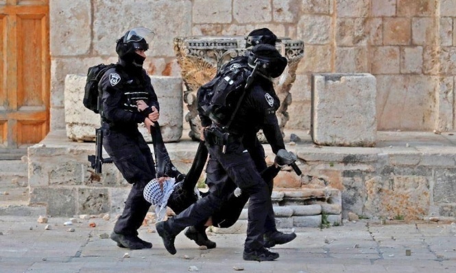 A picture from the Friday morning confrontations at Al-Aqsa