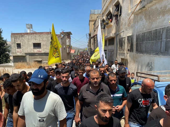 Jenin: Mass rally in Jaba, condemning the execution of the two martyrs, Ghannam and Alawneh