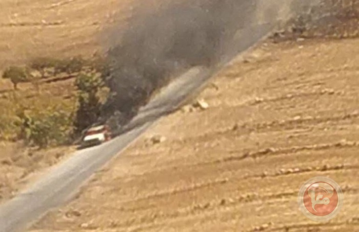 Settlers burn a vehicle and uproot trees east of Ramallah