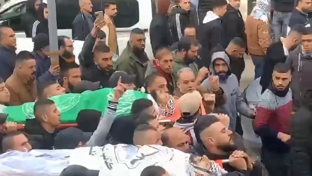 The funeral of the two martyrs, Abed and Houshieh, in Jenin