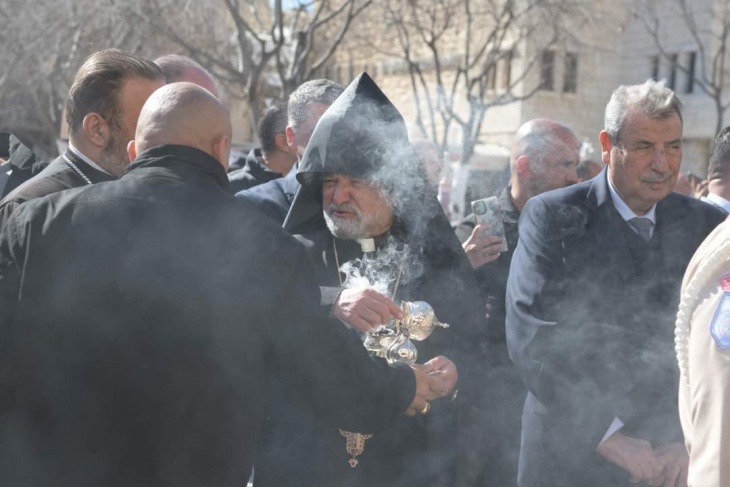The arrival of the Armenian Patriarch's procession to Bethlehem