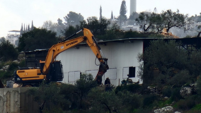 The occupation authorities demolished an agricultural facility in Deir Ballout