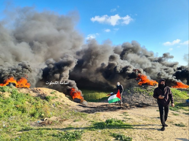 The occupation targets peaceful marches in the eastern Gaza Strip