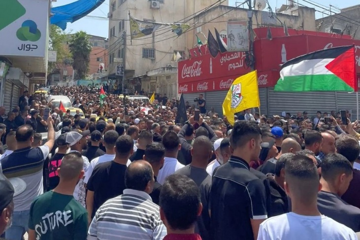 The masses of Tulkarem mourn the body of the martyr Ghazi Shehab