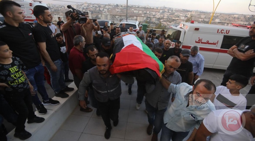The funeral of the martyr Alaa Qaisiyah in the town of Al-Dhahiriya